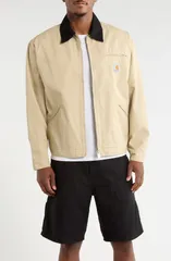 カーハート メンズ アウター ジャケット・ブルゾン コットン Carhartt Work In Progress OG Detroit Organicotton Canvas Chore Jacket BarchanBlack ブラック