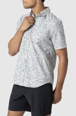 アウトドアリサーチ メンズ トップス シャツ ダウン Outdooresearch Rooftop Short Sleeve ButtonDown Shirt Oyster Traverse Prinのサムネイル