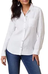 トッミーバハマ レディース トップス シャツ リネン Tommy Bahama Coastalina Linen ButtonUp Shirt White ホワイト