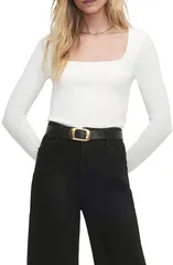 フェイバリット ドーター レディース トップス シャツ セーター Favorite Daughter The Harvey Fitted Square Neck Rib Sweater White ホのサムネイル