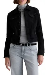 エージー レディース ボトムス デニムパンツ ジャケット AG Robyn Denim Trucker Jacket Super Black ブラックのサムネイル