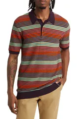 スコッチアンドソーダ メンズ トップス ポロシャツ セーター Scotch Soda Hideaway Stripe Polo Sweatered Multi Stripe レッドのサムネイル