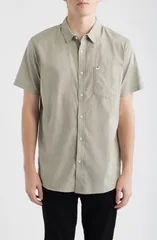 リップカール メンズ トップス シャツ コットン Rip Curl Classic Surf Ourtime Short Sleeve Cotton ButtonUp Shirt Surplus Grのサムネイル