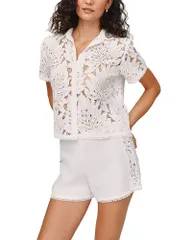 ベラダール レディース トップス シャツ ボタンダウン コントラスト ダウン Bella Dahl Short Sleeve Contrast Button Down Shirt White ホワイトのサムネイル