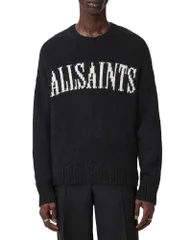 オールセインツ メンズ アウター ニット・セーター オーバーサイズフィット ロゴ ALLSAINTStokes Oversized Fit Logo Sweater BlackEcru エクリュのサムネイル