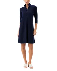 カレンケーン レディース トップス ワンピース ハーフジップ モックネック Karen Kane Quarter Zip Mock Neck Dress Navy ネイビー