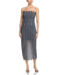 ミリー レディース トップス ワンピース ミディ レース MILLY Kait Lace Midi Dress Navywhite ホワイトのサムネイル