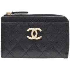 【中古】 CHANEL シャネル ココマーク フラグメントケース AP4091 キャビアスキン ブラック ゴールド金具 ジップ カードケース コンパクトウォレット 財布 マトラッセ 26004171 RSのサムネイル
