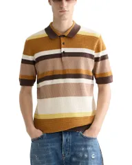 スコッチアンドソーダ メンズ トップス ポロシャツ ニット Scotch Soda Structured Striped Knitted Polo Shirt Cathay Spice Stripeのサムネイル