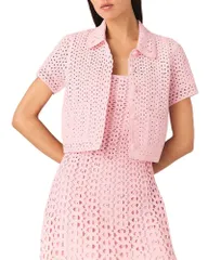 マージュ レディース アウター カーディガン Maje Mykinga Rhinestone Crochet Cardigan Pink ピンクのサムネイル