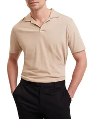 テッドベーカー メンズ トップス ポロシャツ コットン リネン Ted Baker Anito Short Sleeve Cotton Linen Openeck Polo Taupe トープのサムネイル