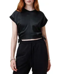 オールセインツ レディース トップス Tシャツ サテン ALLSAINTS Mira Satin Tee Black ブラックのサムネイル