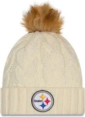 ニューエラ レディース アクセサリー 帽子 Tシャツ ニット New Era Womens Pittsburgh Steelers White Fur Pom Cuffed Knit Beanie NoColor ホワイト