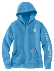 カーハート レディース アウター パーカー・スウェット グラフィック Carhartt Womens Clarksburgraphic Sleeve Hoodie Tranquil Blue Heat