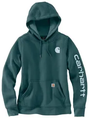 カーハート レディース アウター パーカー・スウェット グラフィック Carhartt Womens Clarksburgraphic Sleeve Hoodie Greenstone