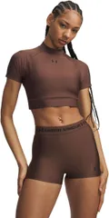 アンダーアーマー レディース トップス シャツ Under Armour Womens HeatGear Crop Mock Incense BrownBlack ブラックのサムネイル