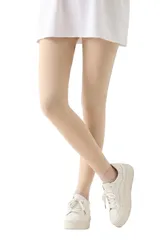 [ReiLuana] レギンス レディース 夏 接触 冷感 九分丈 透け防止 高弾力 スパッツ 美脚 ハイウエスト (JP, アルファベット, M, ベージュ) [ベージュ] [M]