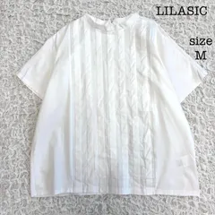 LILASIC リラシク コットンリネン 布帛切替え タックTシャツ カットソー オフホワイト Mのサムネイル