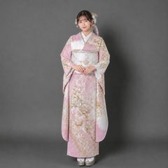 越後十日町の一流染匠桐屋・翠山工房・振袖・辻が花 □越後十日町の一流染匠 桐屋翠山工房 振袖 辻が花 絞り 暈し染め 銀