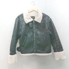 ◇ alicia PAGE BOY Leather Piping Sweet & Spicy Mix Long Sleeve Boa Jacket Blouson Size F Black Women's E [1305150012095]
