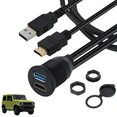 Oattun 新型 スズキジムニー&シエラ&ノマド(JB64 JB74 JC74) 専用 USB3.0&HDMI接続用 ナビとのスマート接続に USB HDMIソケット用SET パーツ アクセサリー