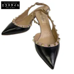 Valentino Garavani　ヴァレンティノガラヴァーニ　ブラック ロックスタッズ スリングバックパンプス　38 1/2
