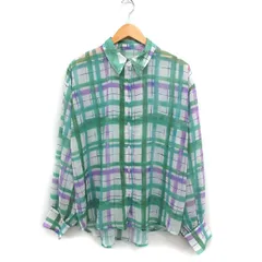 ネンネストア nemne store チェック シアー シャツ ブラウス 長袖 M グリーン 緑 /FT5