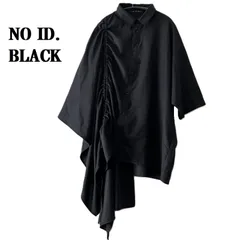 【NO ID. BLACK/ノーアイディー ブラック】アシンメトリーシャツ ポンチョ シャーリング ブラック 黒 モード 半袖シャツ ブラック 黒（中古）のサムネイル