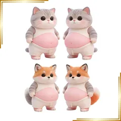 【新品】 IOLOYU ぷにぷに おなかシール 犬 猫 柔らかい 3D お腹 シール 4枚セット かわいい 癒し系 ぷにぷに触感 ストレス発散 スマホ貼り DIY用 手帳用 日記帳用 車用 デコレーション 手芸用品 もっちりスクイーズ 剥がせる 3D 立体 0