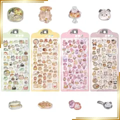 【新品】 【4袋セット】立体視3Dシール さまざまなスタイル 固体樹脂シール かわいいSNSで話題 ぷっくり つやつや デコ 手工芸品、DIY 携帯ケース用 (B) 0