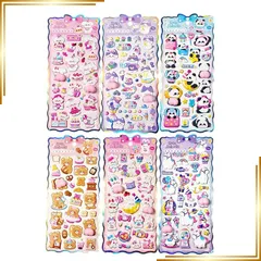 【新品】 【大満足6枚まとめ販売】ぷくぷくおしり 3D立体 ぷにぷに むにむに デコステッカー ごほうびシール 手帳 スマホ DIY 日記帳 女の子 子供 大人 プレゼント (6枚セット) 1