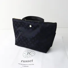極美品 ラシット russet バッグインバッグ＼ネイビー ナイロン モノグラムジャガード トートバッグ ミニ ハンドバッグ【2400014960945】のサムネイル