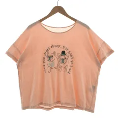 アズノウアズ ピンキー AS KNOW AS PINKY カットソー Tシャツ 半袖 ブルドッグ刺繍 コットン混 ピンク系 サーモンピンクのサムネイル