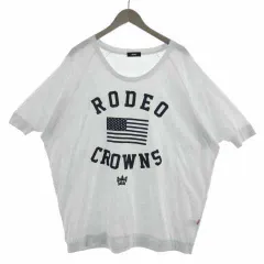 ロデオクラウンズワイドボウル RODEO CROWNS WIDE BOWL RCWB Tシャツ カットソー 五分袖 チュニック丈 ロゴ 星条旗 デニム コットン混 ホワイト 白 ブルー 青 Fのサムネイル