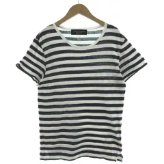 ジャーナルスタンダード トライセクト JOURNAL STANDARD TRISECT Tシャツ 半袖 日本製 リネン混 ボーダー ホワイト 白 ネイビー 紺 Mのサムネイル