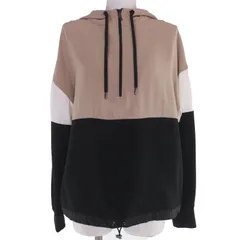 極美品☆MONCLER モンクレール 2021年製 CAMICIA ロゴワッペン・フード付 パーカー ベージュ ブラック ホワイト 38 正規品 レディースのサムネイル