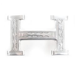 希少・T5】HERMES エルメス トゥアレグ バングル シルバー レザー