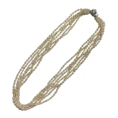 美品 TASAKI PEARLS 田崎真珠 淡水パール 6連ネックレス シルバー金具 レディース 古着 中古 USED
