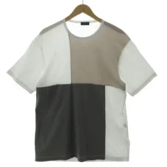 ジョセフオム JOSEPH HOMME Tシャツ 丸首 半袖 日本製 コットン 配色 ホワイト 白 ブラウン系 茶系 グレー 50のサムネイル