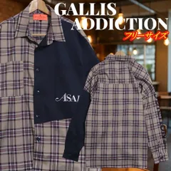 GALLIS ADDICTION ガリスアディクション 刺繍 袖ロゴ 切替 チェック 長袖シャツ フリーサイズのサムネイル