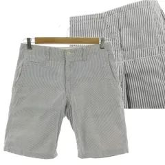 グリーンレーベルリラクシング ユナイテッドアローズ green label relaxing ストライプショートパンツ 3219-199-0222 コットン グレーパープル ホワイト 白 Mのサムネイル