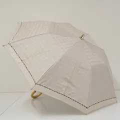 折りたたみ日傘 DAKS ダックス USED品 晴雨兼用 ベージュ チェック オーガンジーレース ハウスチェック UV ジャンプ 50cm FA9632のサムネイル