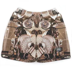 極美品□BURBERRY バーバリー 8024634 ティッシ期 プリントデザイン ロゴパッチ ハーフパンツ ショートパンツ ブラウン L 正規品 メンズのサムネイル