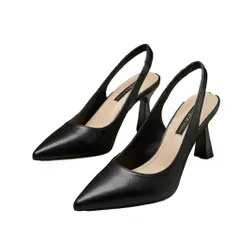 [ReiLuana] サンダル パンプス バック ストラップ ポインテッドトゥ ヒール 6cm ベルト 美脚 通勤 (ブラック, 日本の靴のサイズ寸法, 大人, 数値, 24.5 cm) [ブラック] [24.5 cm]