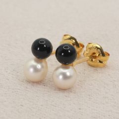anq.】K10 ペアシェイプバースタッドピアス（スモーキークォーツ
