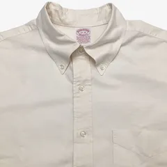 Brooks Brothers（ブルックスブラザーズ）【17-34】ポロカラーBD（ボタンダウン）シャツ 90's USA製 / Supima Cotton 100% エクリュ ポケット付 クリーニング済 メンズXL相当