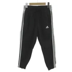 アディダス adidas エッセンシャルズ スリーストライプス ウーブン 7/8丈パンツ HT3398 ウエストゴム 裾ゴム ロゴ刺繍 ブラック 黒 ホワイト 白 M