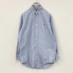 Polo by Ralph Lauren　ラルフローレン　長袖ボタンダウンシャツ　刺繍ロゴ　ワンポイント　ブルー　39-80サイズ　古着【値引き交渉OK！】