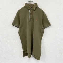 POLO by Ralph Lauren　ラルフローレン　CUSTOM FIT　半袖ポロシャツ　刺繍ロゴ　ワンポイント　カーキ　Lサイズ　古着【値引き交渉OK！】