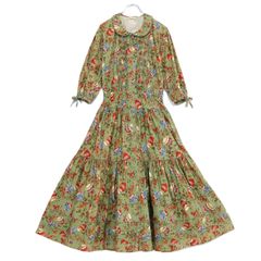 美品 インゲボルグ チューリップブーケ 花柄フード ロングワンピース